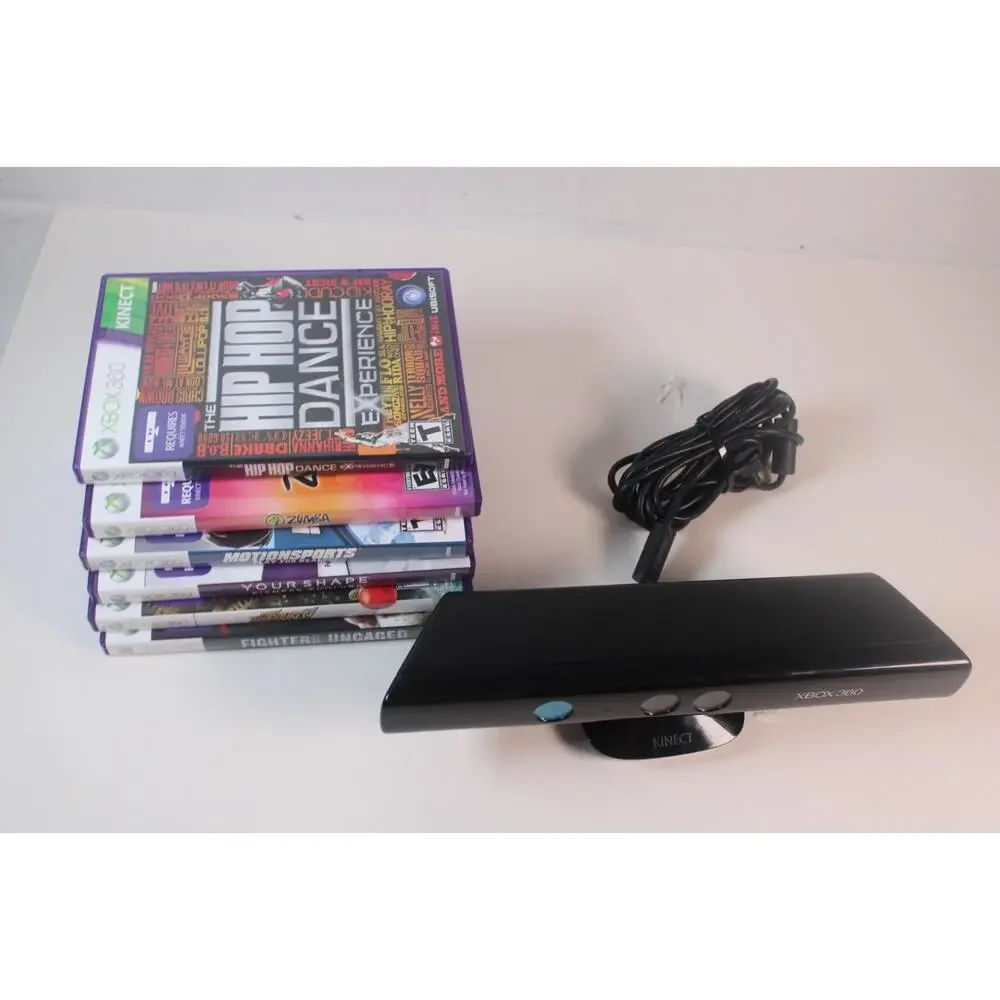 Microsoft Xbox 360 Kinect Sensor Bar w/ 6 Games, authentic, tested